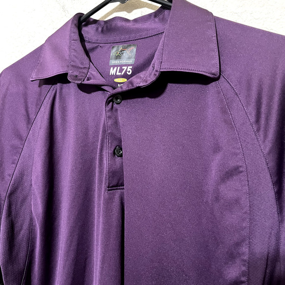 Greg Norman ML75 Polo Golf Shirt Play Dry Men's Small Purple Performance - Picture 2 of 6